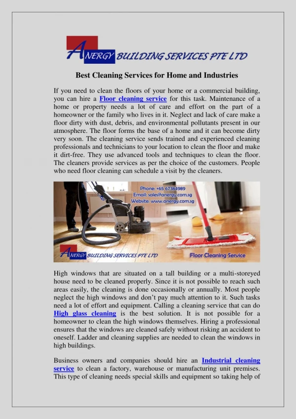 Best Cleaning Services for Home and Industries