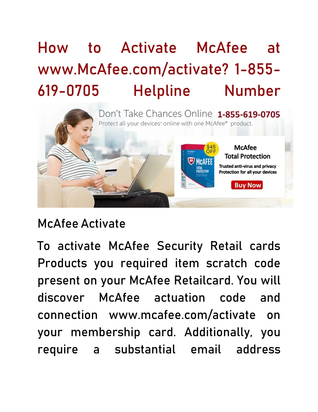how www mcafee com activate 1 855 619 0705