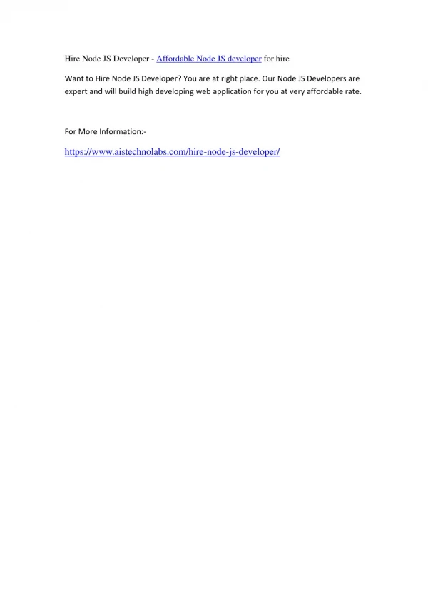 hire node js developer affordable node