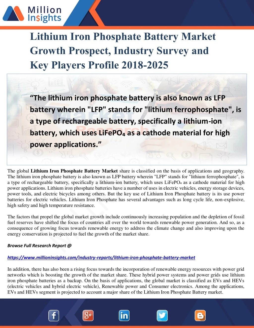 lithium iron phosphate battery market growth