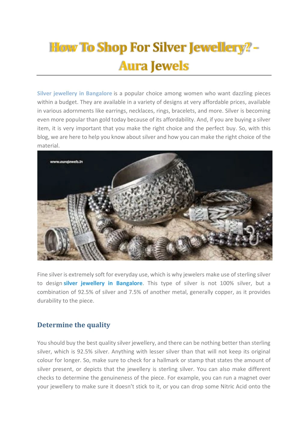 silver jewellery in bangalore is a popular choice