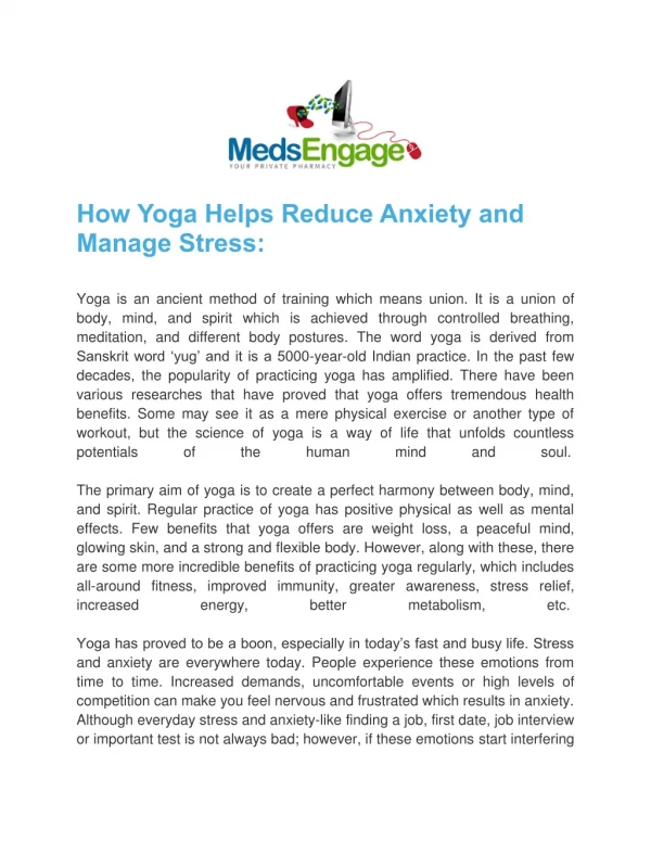 How Yoga Helps Reduce Anxiety and Manage Stress