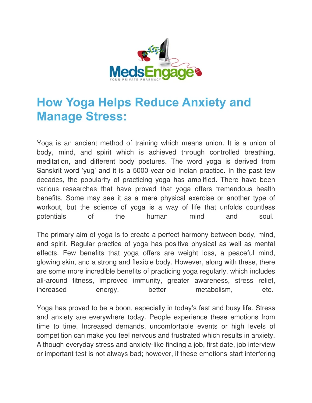 how yoga helps reduce anxiety and manage stress