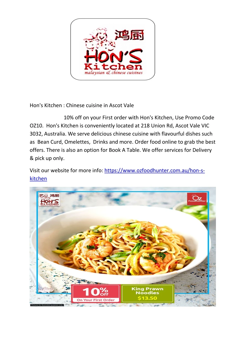 hon s kitchen chinese cuisine in ascot vale