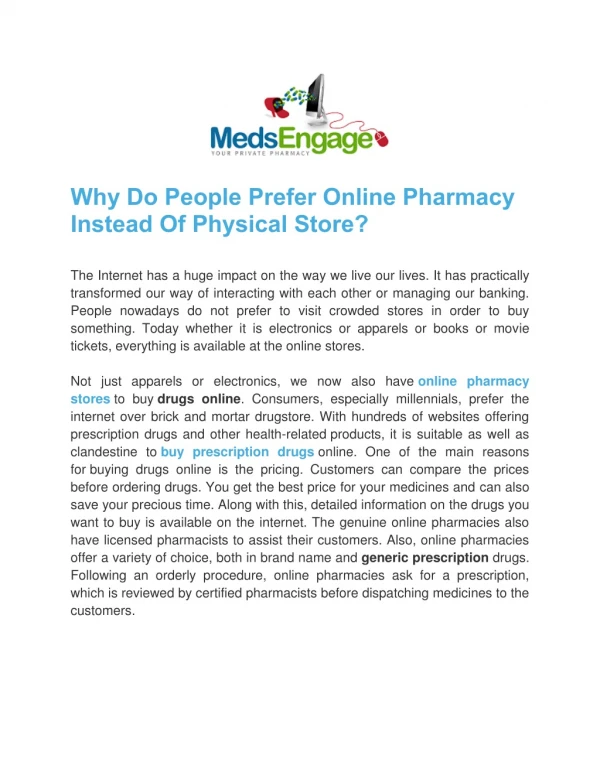 Why Do People Prefer Online Pharmacy Instead Of Physical Store?