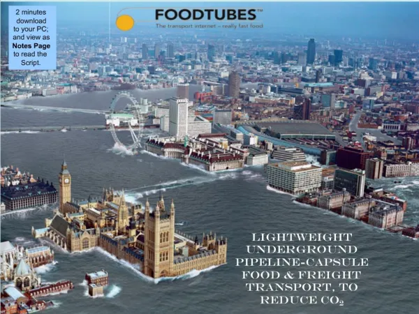 LIGHTWEIGHT UNDERGROUND PIPELINE-CAPSULE FOOD FREIGHT TRANSPORT, TO REDUCE CO2