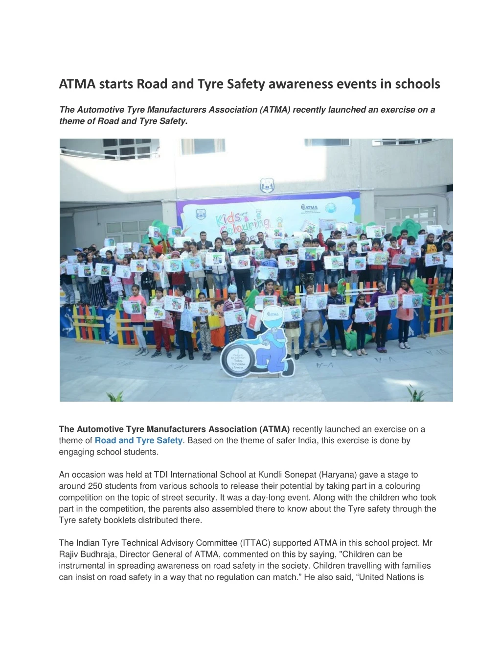 atma starts road and tyre safety awareness events