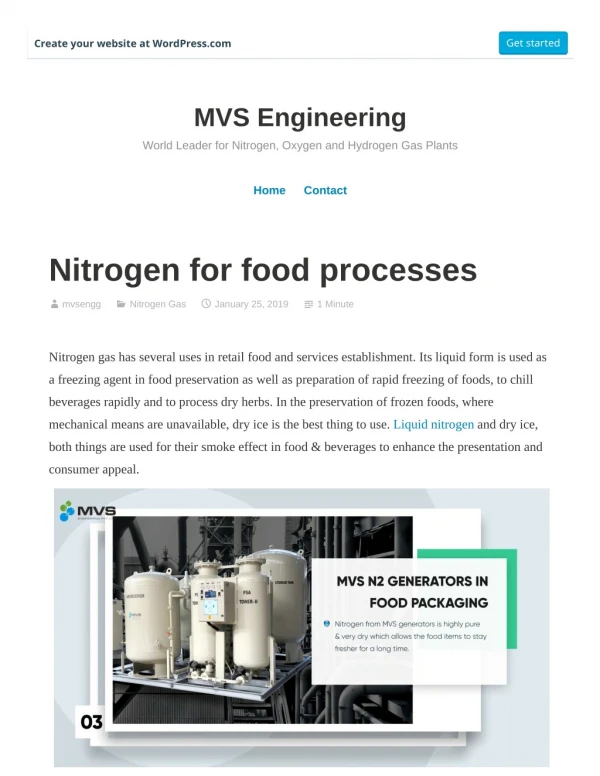 Nitrogen for food processes