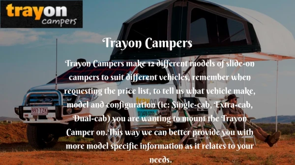 Quality Slide on camper | Trayon Campers