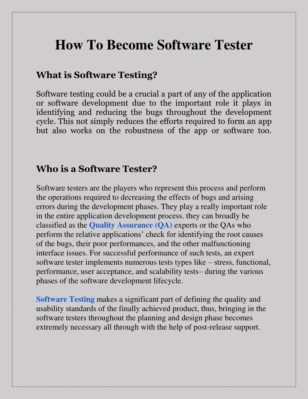 how to become software tester