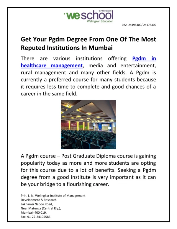 Get Your Pgdm Degree From One Of The Most Reputed Institutions In Mumbai