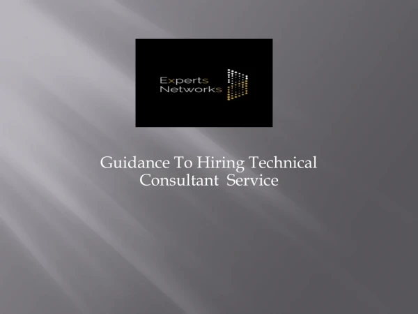 Experts Networks – Technical Consultant With Expert Advice