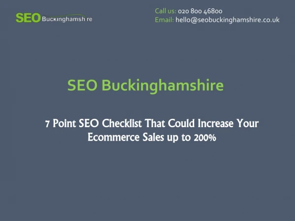 7 Point SEO Checklist That Could Increase Your Ecommerce Sales up to 200%