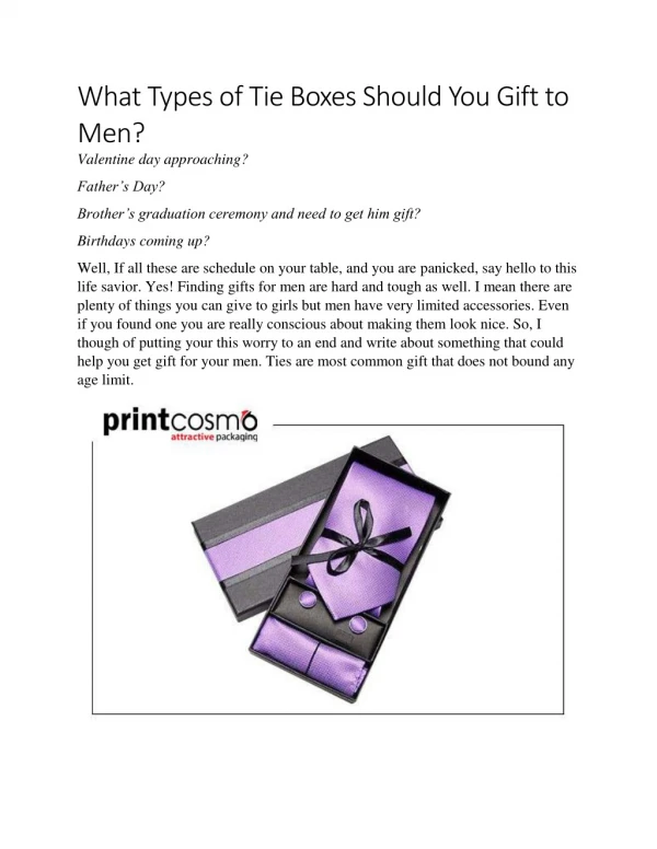 What Types of Tie Boxes Should You Gift to Men