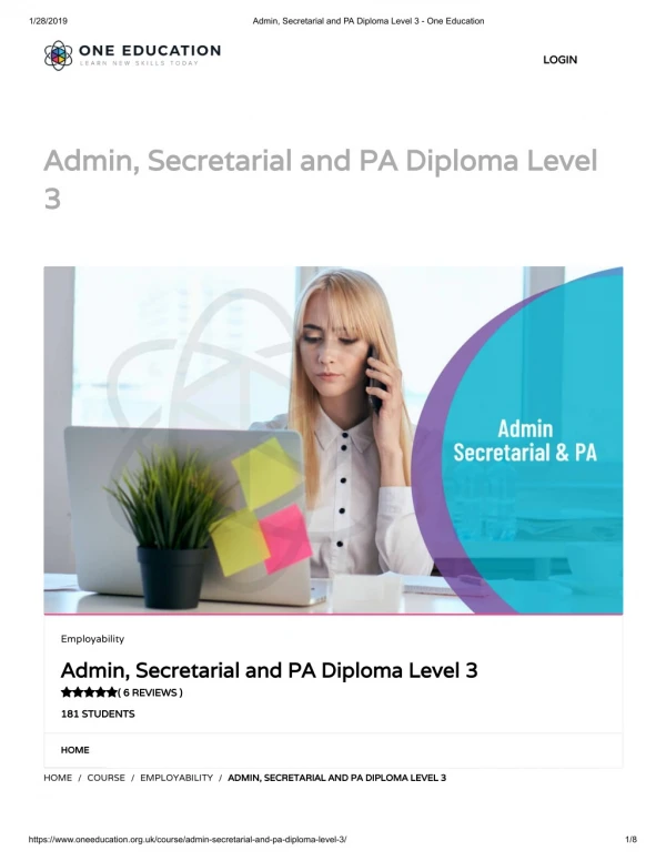 Admin, secretarial and pa diploma level 3 - One Education