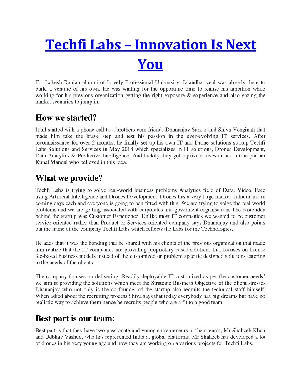 techfi labs innovation is next you