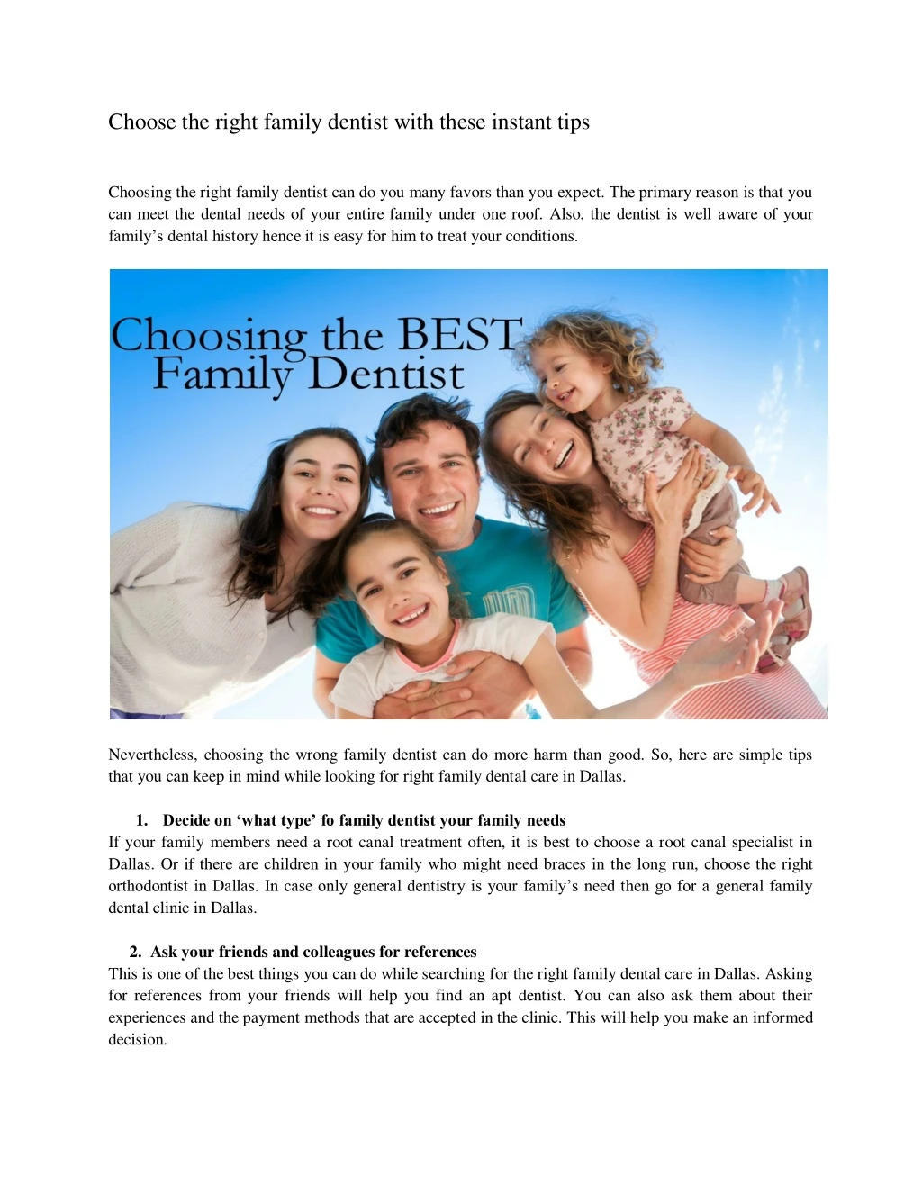 choose the right family dentist with these