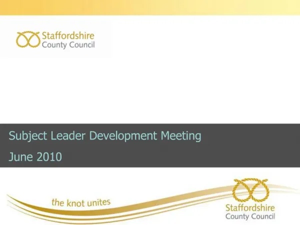 Subject Leader Development Meeting June 2010