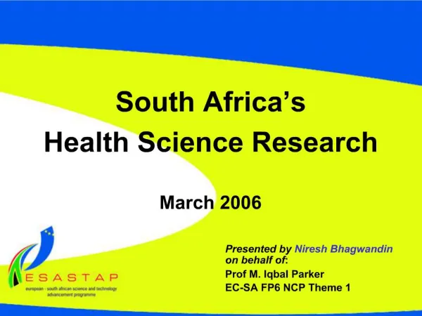 South Africa s Health Science Research March 2006