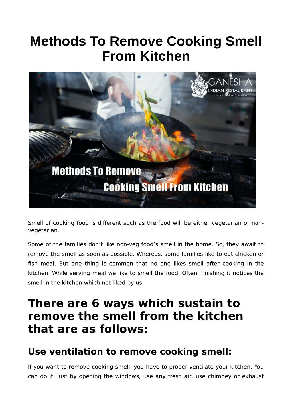 methods to remove cooking smell from kitchen