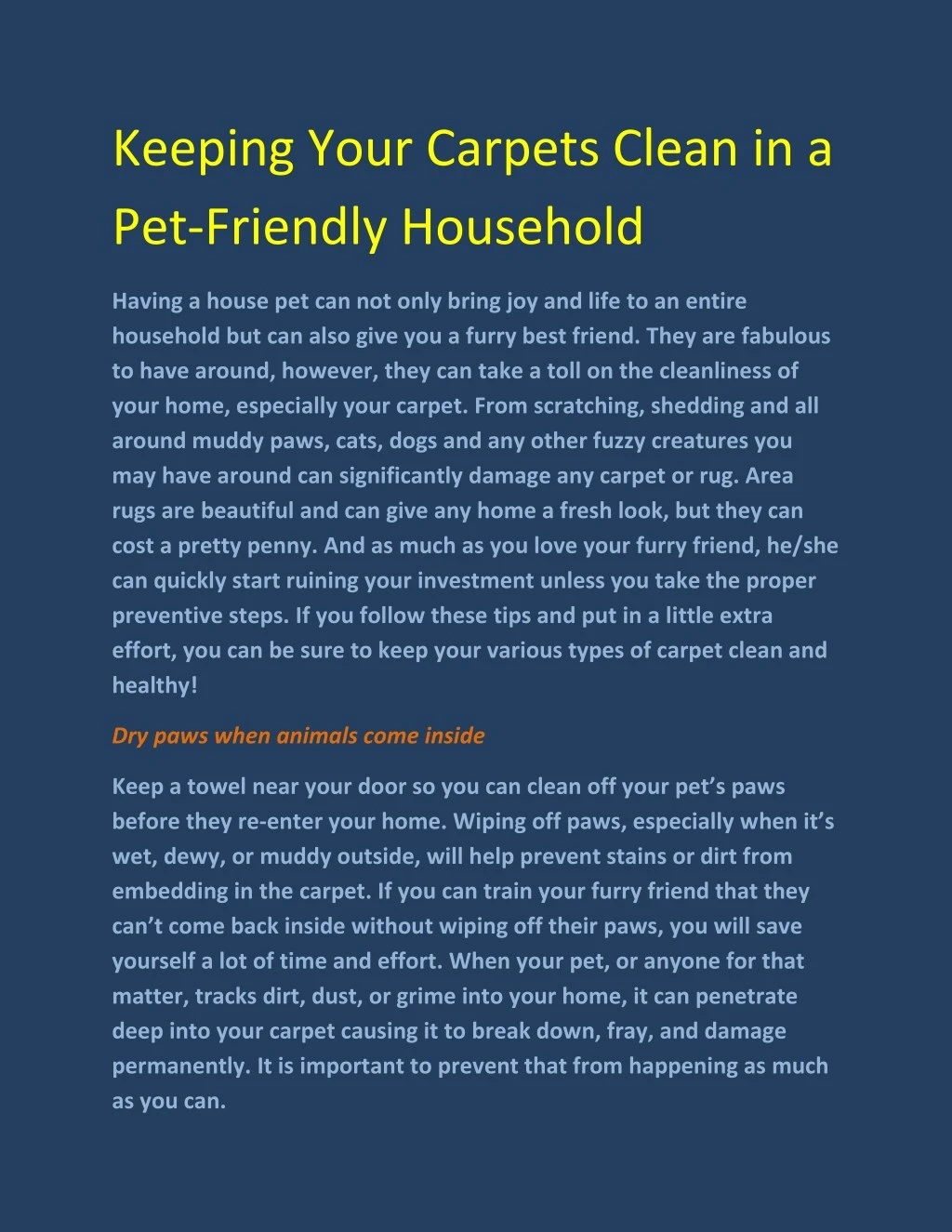 keeping your carpets clean in a pet friendly
