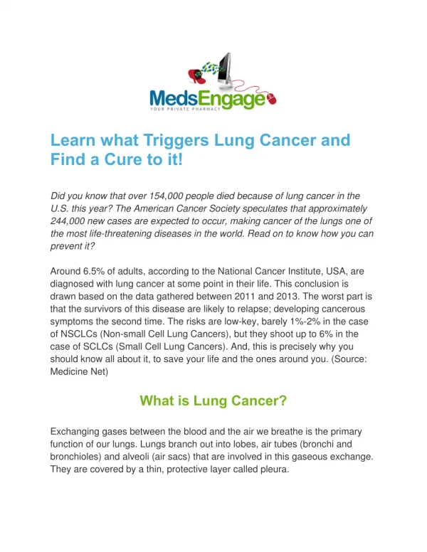Learn what Triggers Lung Cancer and Find a Cure to it!