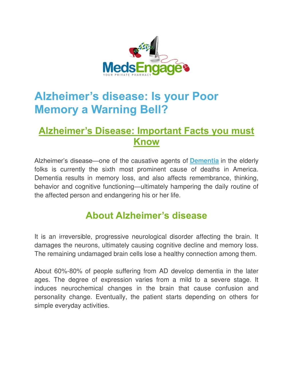 alzheimer s disease is your poor memory a warning