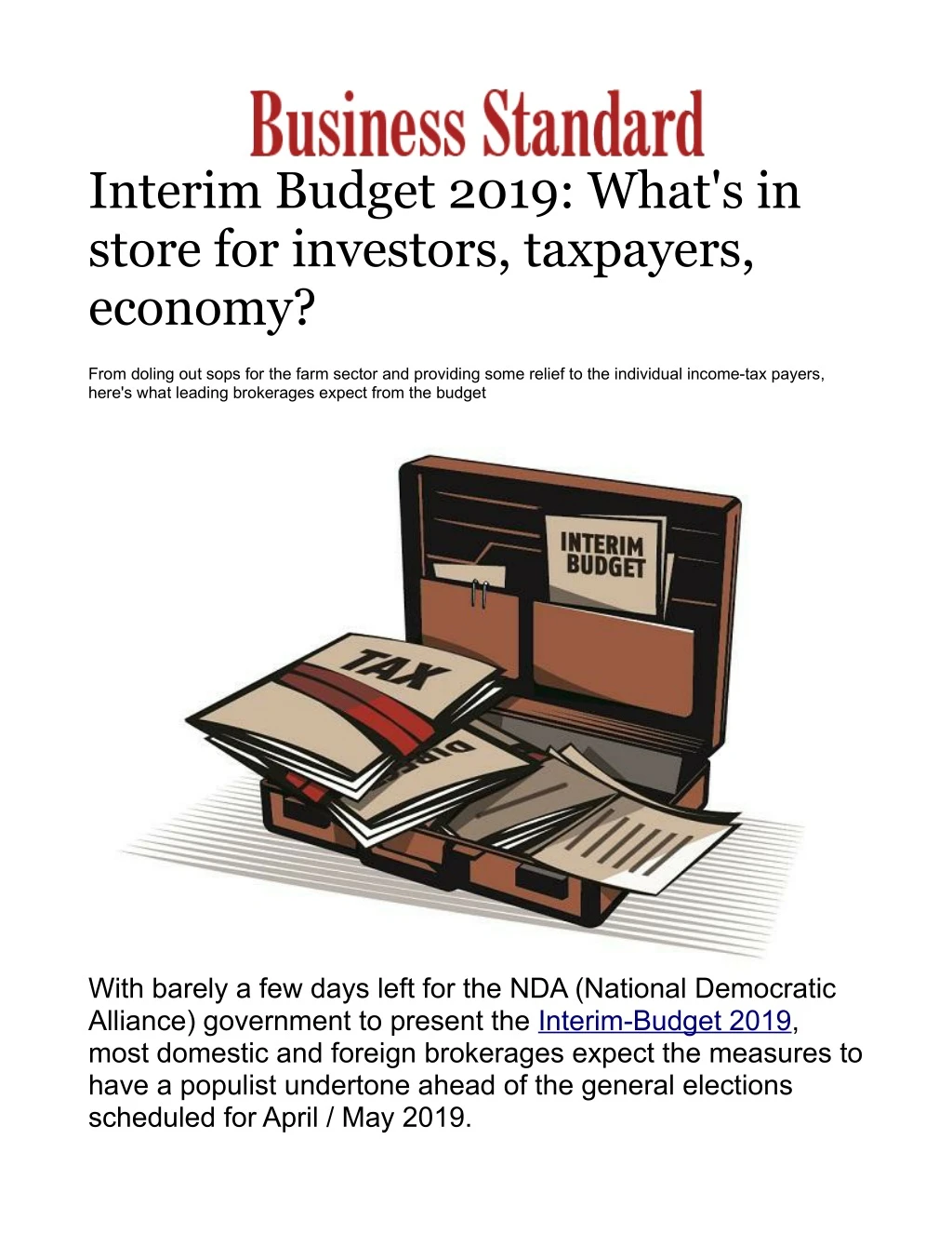 interim budget 2019 what s in store for investors