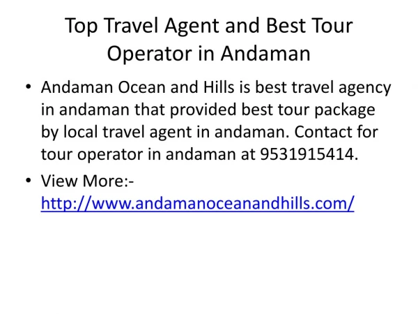 Top Travel Agent and Best Tour Operator in Andaman