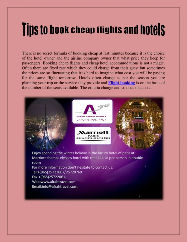 Tips to book Cheap Flights and hotels
