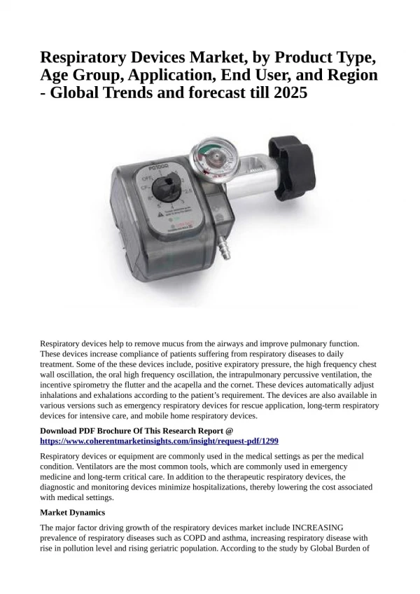 respiratory devices market by product type