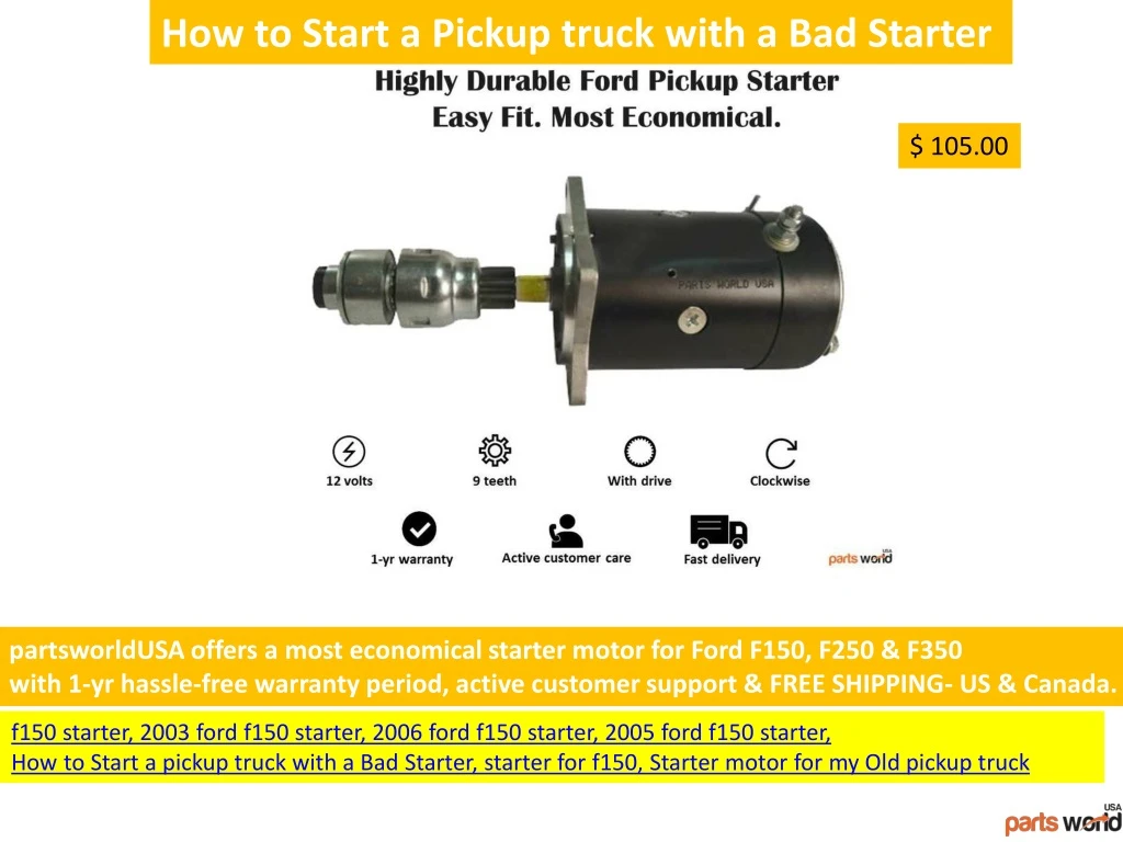 how to start a pickup truck with a bad starter