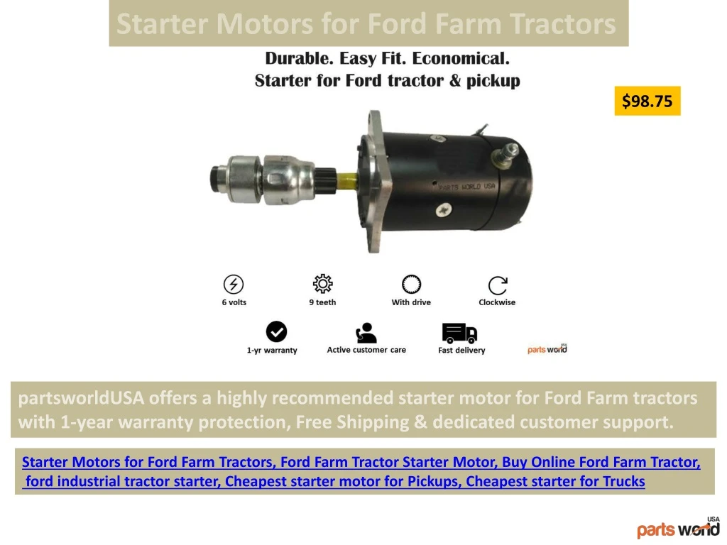starter motors for ford farm tractors