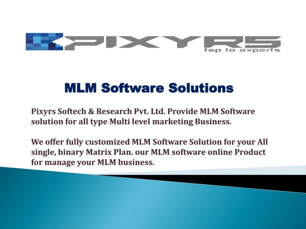 Pixyrs MLM Software Development Provider Company