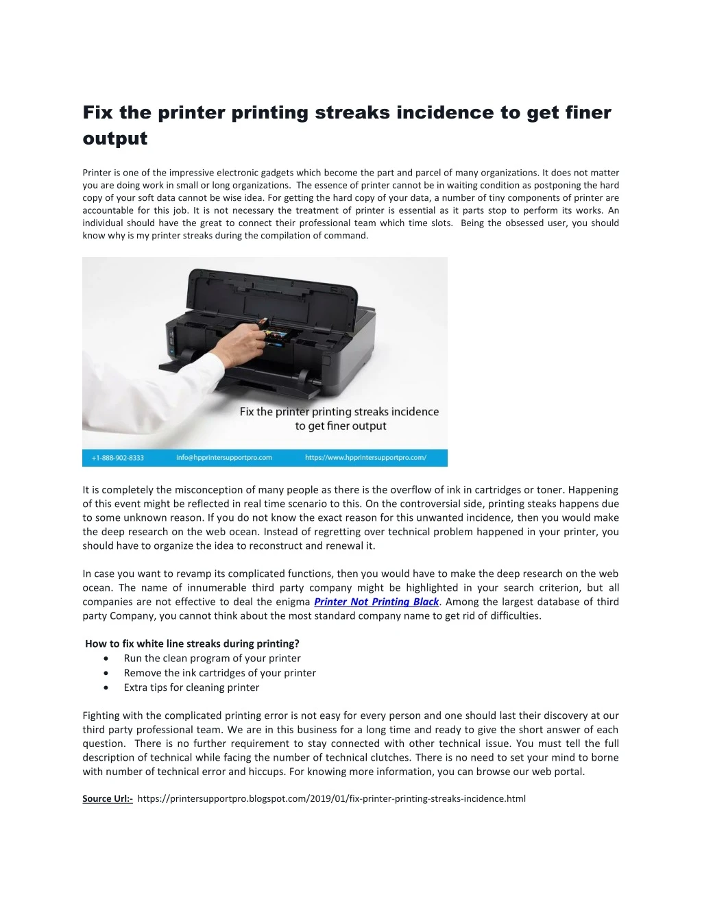 fix the printer printing streaks incidence