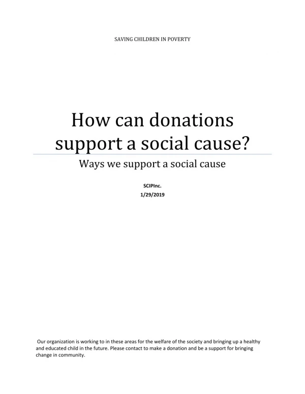 How can donations support a social cause?