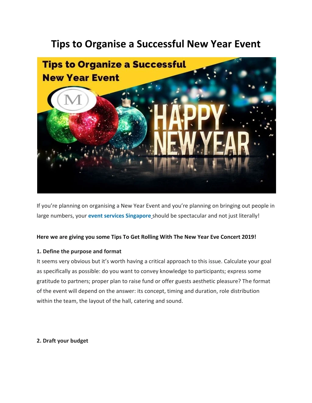 tips to organise a successful new year event
