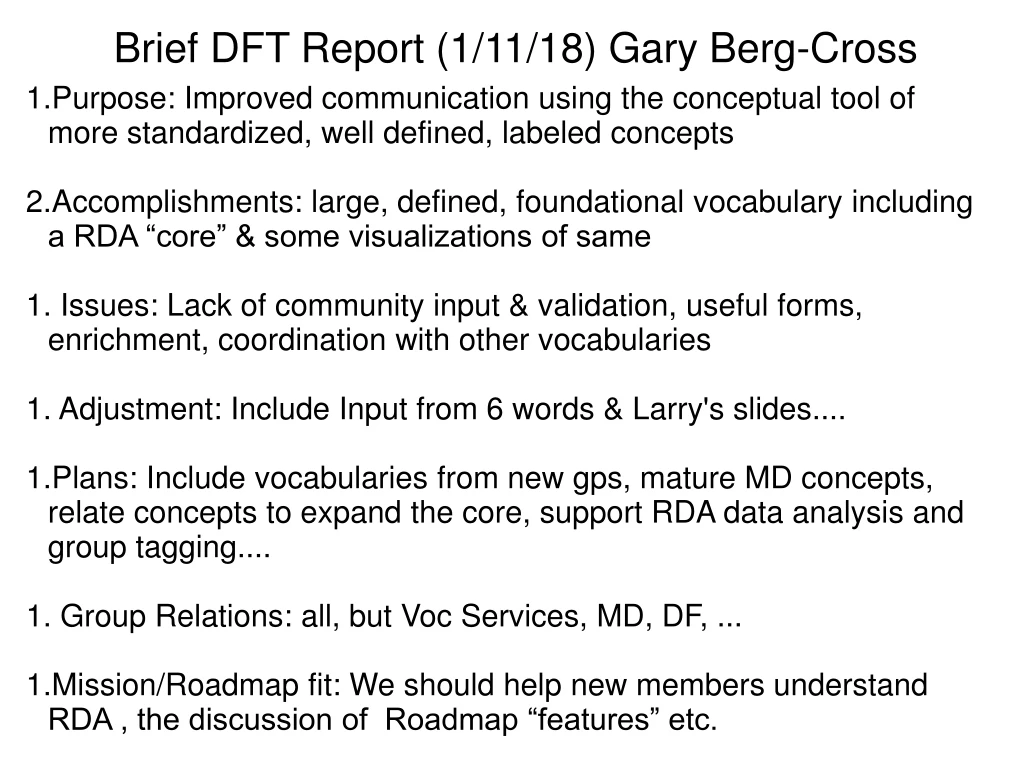 brief dft report 1 11 18 gary berg cross
