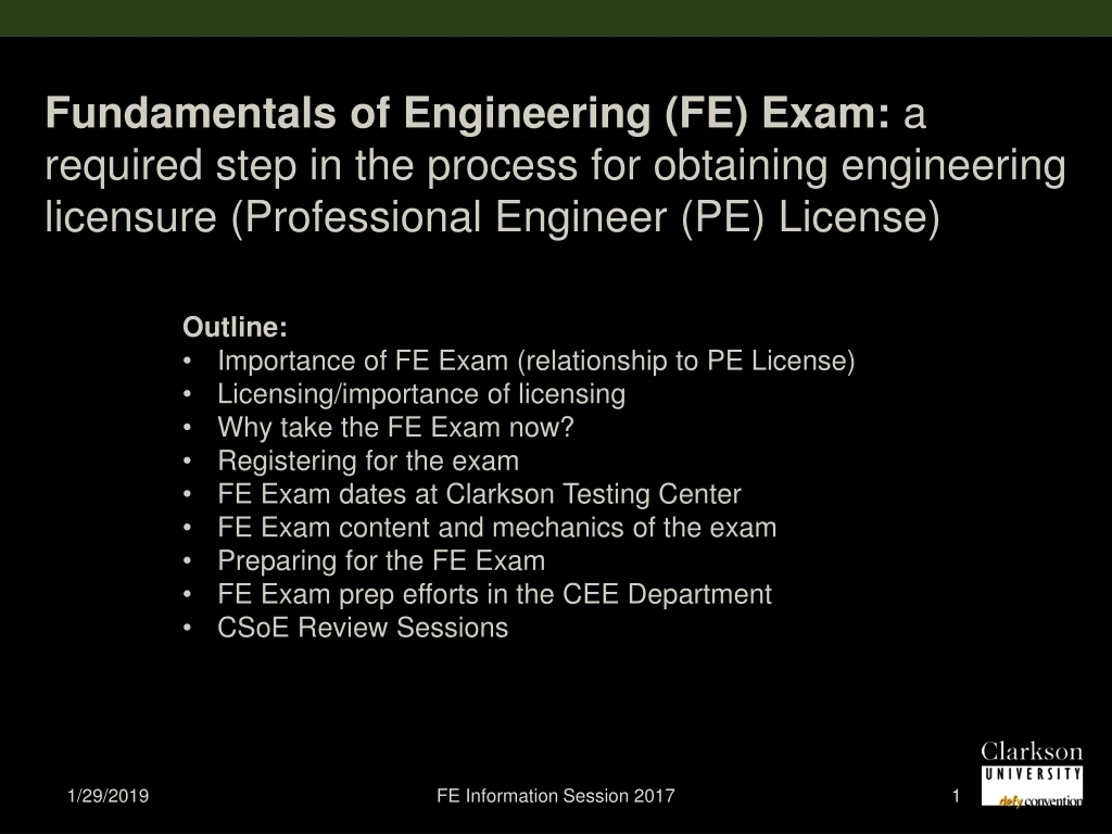 fundamentals of engineering fe exam a required