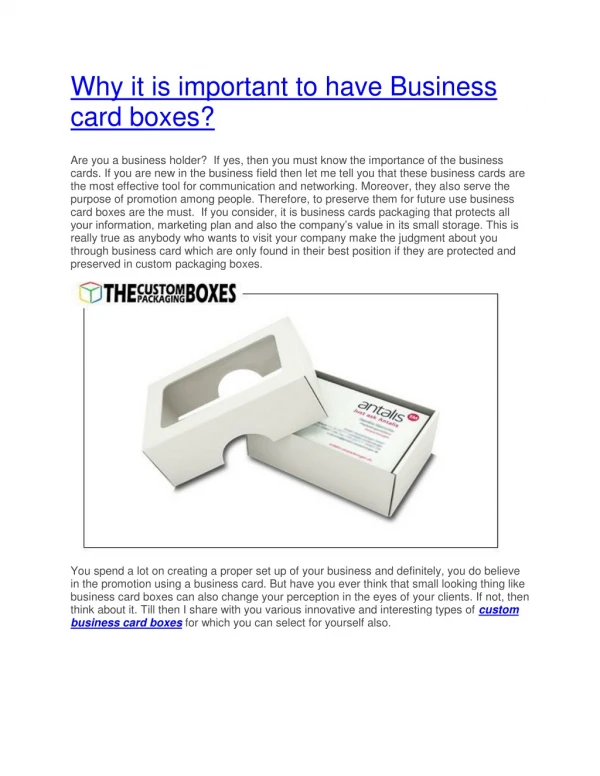 Why it is important to have Business card boxes?