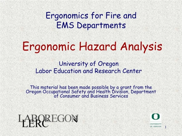 Ergonomics for Fire and EMS Departments Ergonomic Hazard Analysis