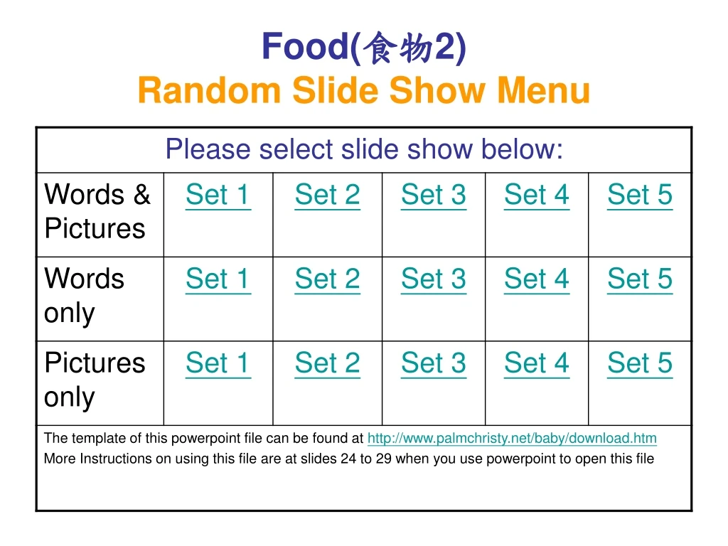 food 2 random slide show menu