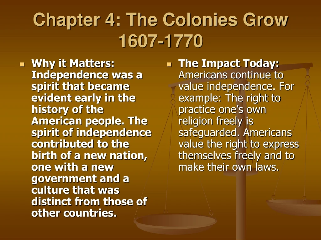 chapter 4 the colonies grow 1607 1770