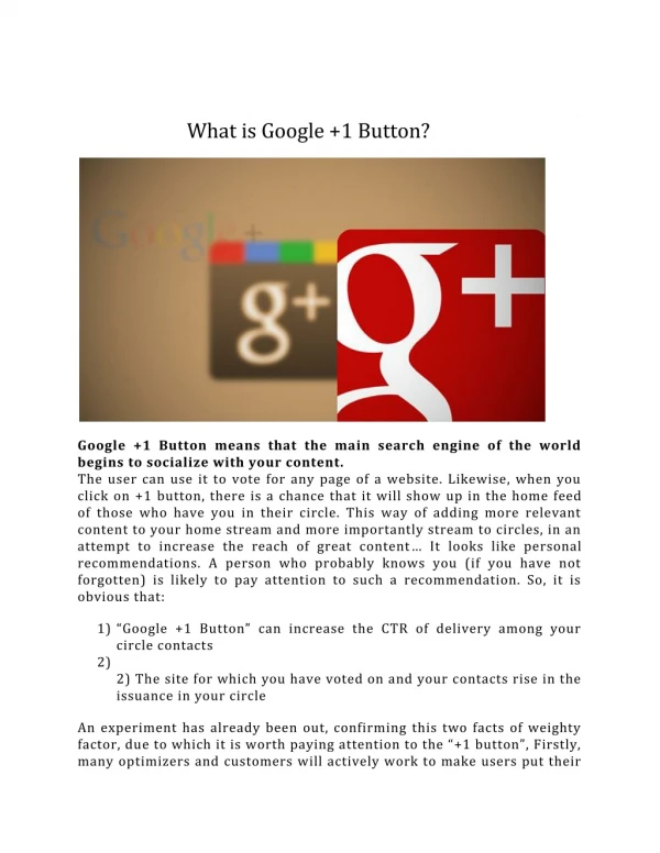 What is Google 1 Button?