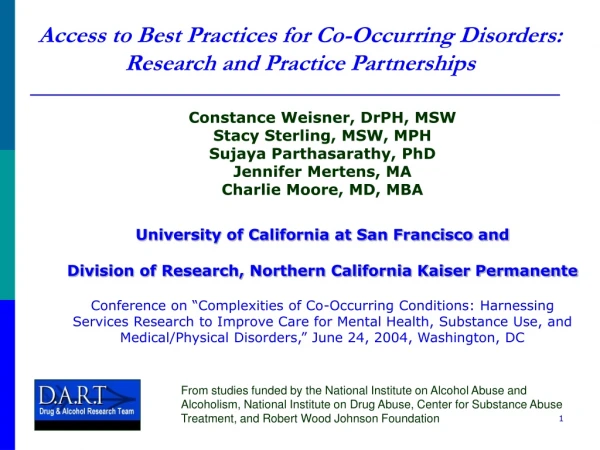 Access to Best Practices for Co-Occurring Disorders: Research and Practice Partnerships