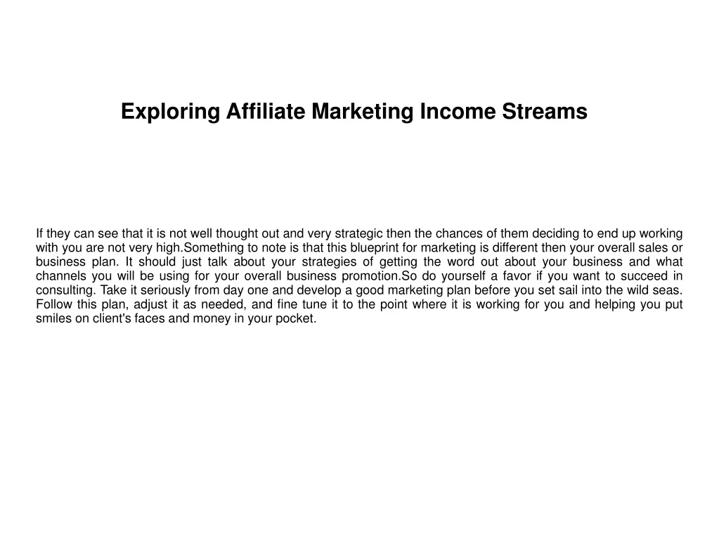 exploring affiliate marketing income streams