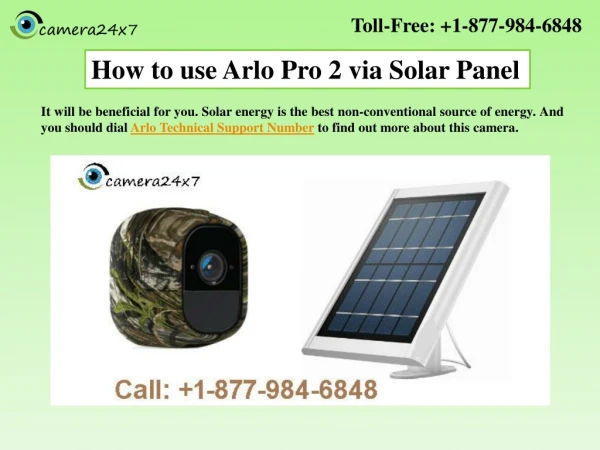 Call 1-877-984-6848 To Know How to use Arlo Pro 2 via Solar Panel