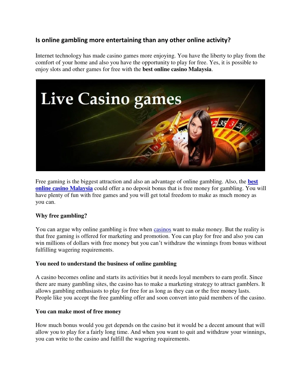 is online gambling more entertaining than