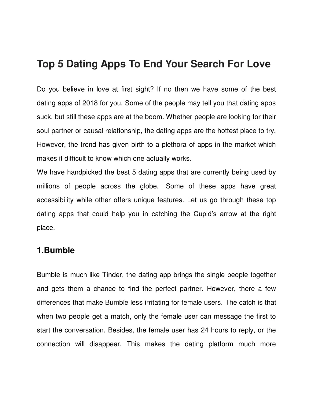 top 5 dating apps to end your search for love