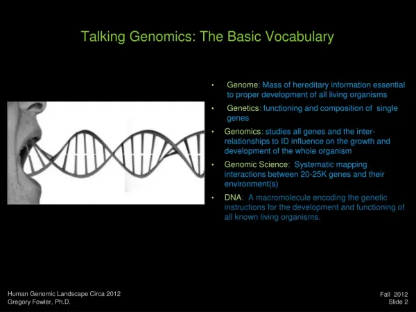 Talking Genomics: The Basic Vocabulary